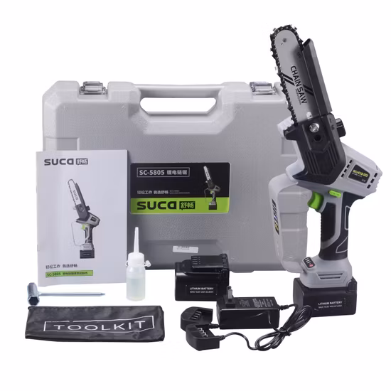 Haute qualité 5 pouces Portable électrique au Lithium alimenté par batterie scie à chaîne Mini scie à perche tronçonneuse électrique sans fil pour la coupe du bois