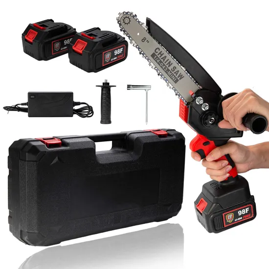 Gold Index – coupe-bois professionnel sans fil, batterie au Lithium, 6/8 pouces, Mini tronçonneuse électrique Portable avec accessoires, 21V